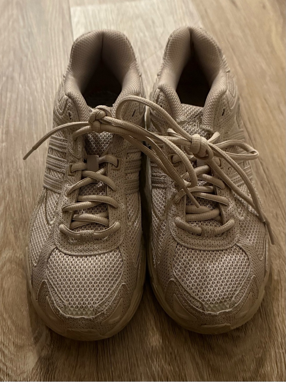 Neutral Tan Mesh Adidas Sneakers